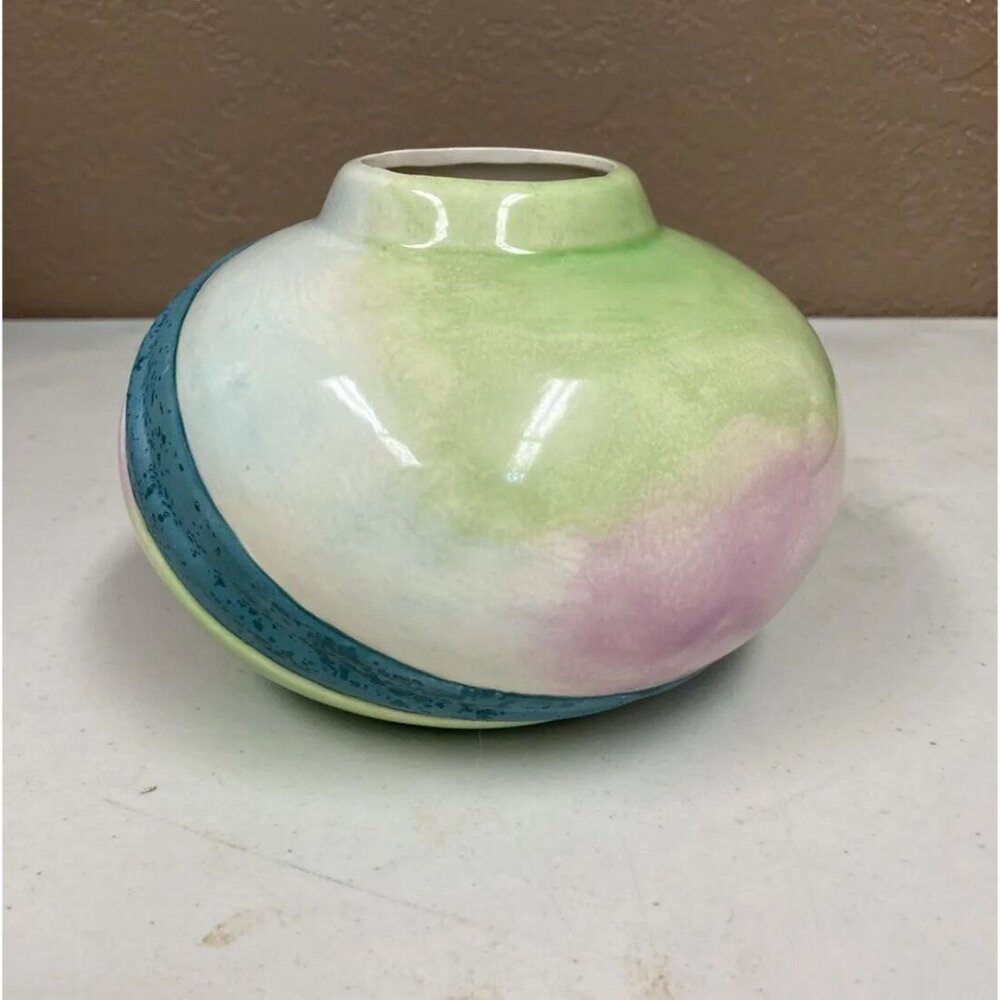 Vintage 1980’s Style Pottery 4” Vase Glossy & Matte Raku Look - Picture 5 of 10